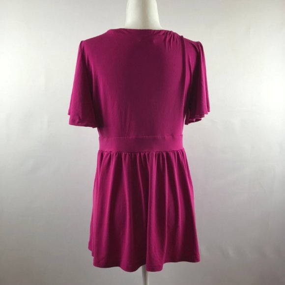 Torrid Pink Keyhole Front Flutter Sleeve Faux Wrap - Picture 2 of 8